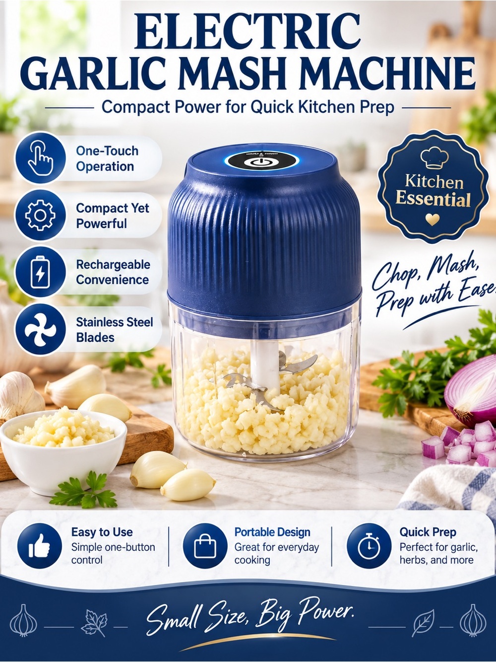 Electric Garlic Mash Machine - Blue -